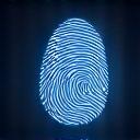 Symbole de confidentialité, une empreinte digitale stylisée dans une couleur apaisante